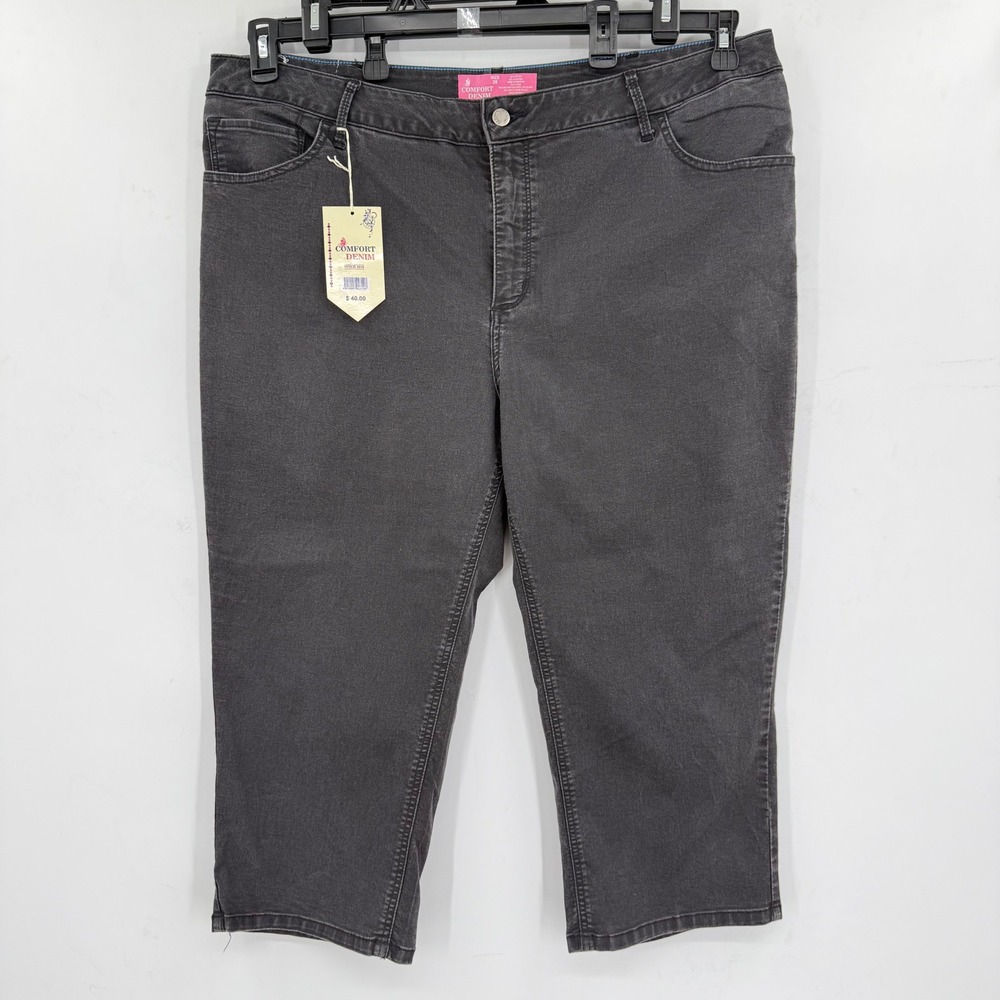Comfort Denim Women's Stretch Charcoal Capri Cropped Jeans Plus Sz 28 NWT